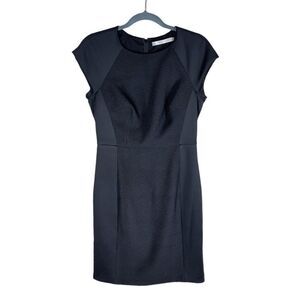 Susana Monaco Little Black Dress Panel Mini Short Sleeve Textured Sheath Size 6